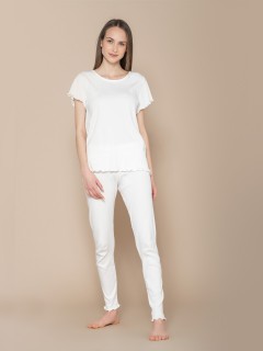 Off-White Ribbed Pyjama Set - Girassol